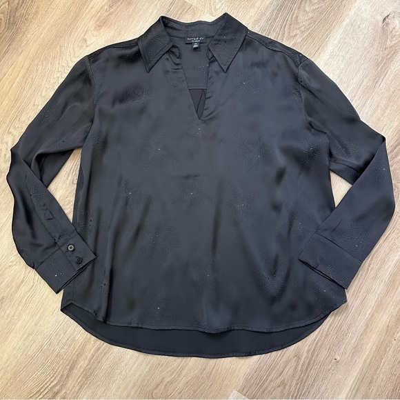 Current Air Black Long Sleeve Blouse with Textured Star Detail - Picture 6 of 9